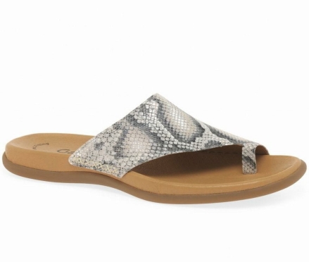 Gabor Lanzarote Printed Tå Loop Mules Dame Beige Slangeprint | DK0002968