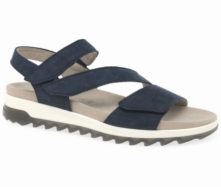 Gabor Verity Strappy Low Hæl Sandals Kilehæl Sandaler Dame Blå | DK0002183