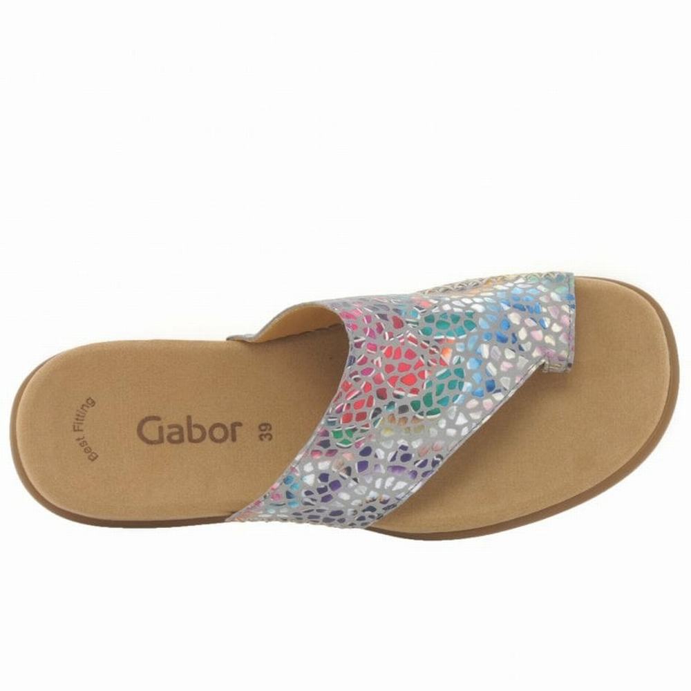 Gabor Lanzarote Printed Tå Loop Mules Dame Grå Blomster | DK0002965