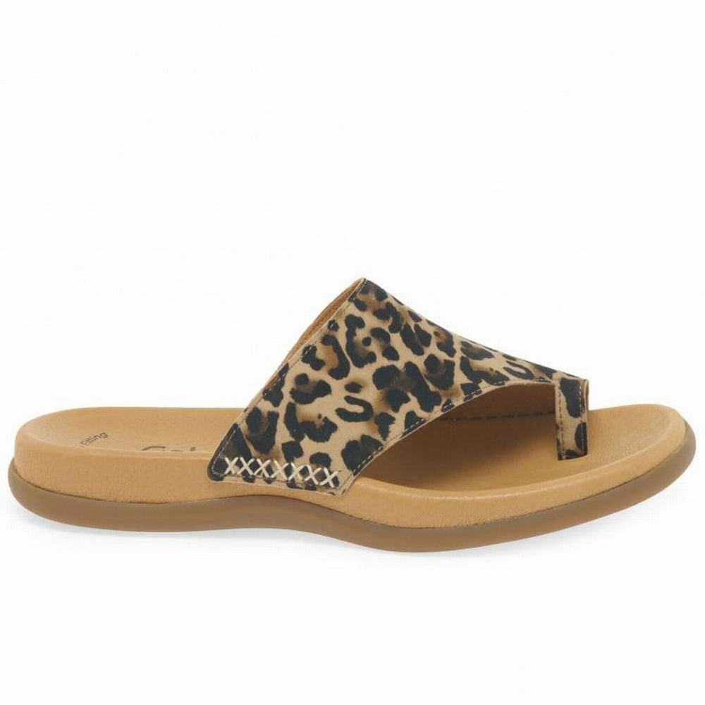 Gabor Lanzarote Printed Tå Loop Mules Dame Beige Leopard | DK0002967