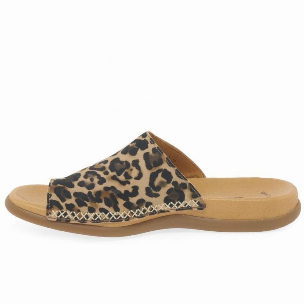 Gabor Lanzarote Printed Tå Loop Mules Dame Beige Leopard | DK0002967