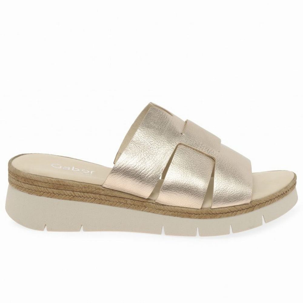 Gabor League Mule Sandals Kilehæl Sandaler Dame Sliver | DK0002194