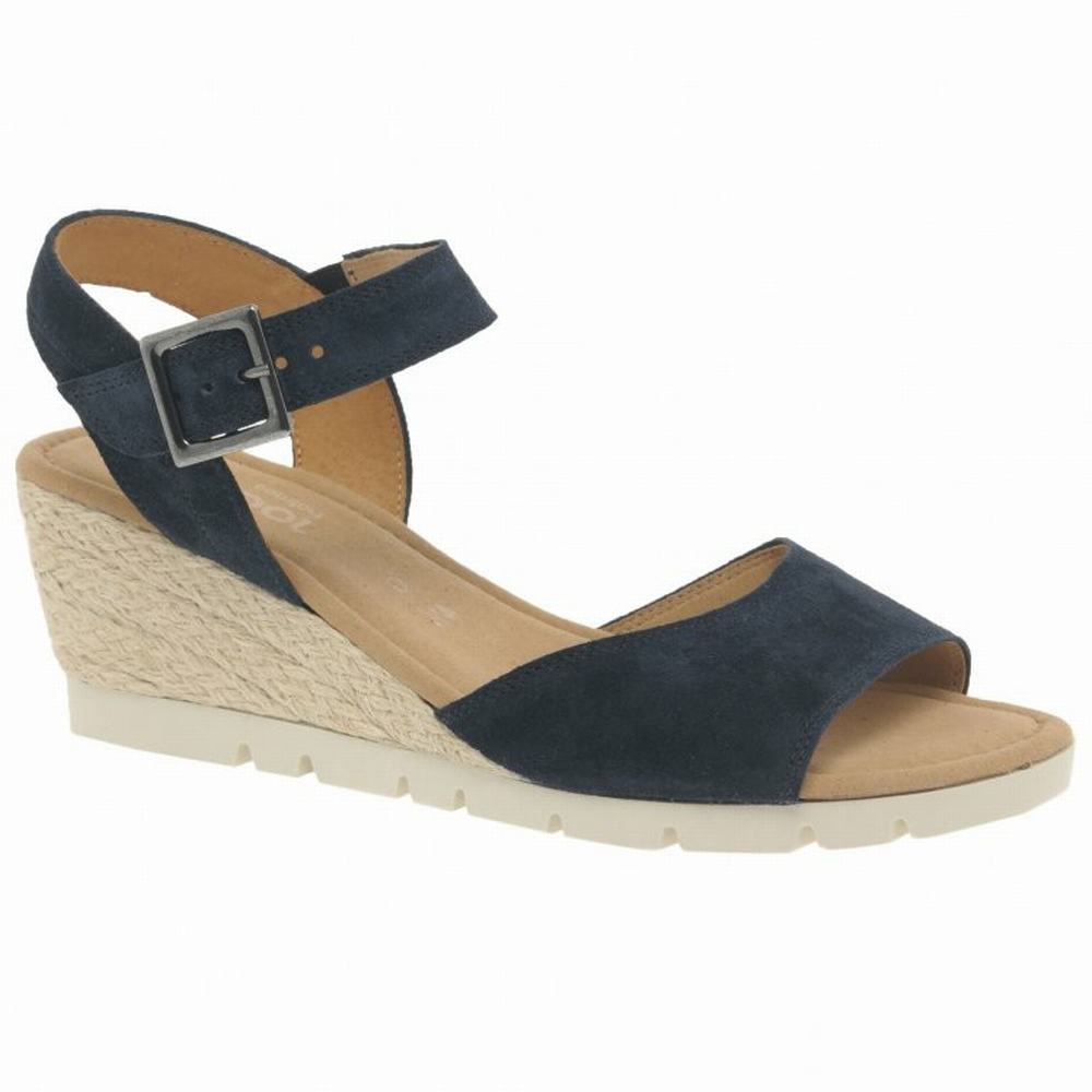 Gabor Nieve Heel Sandals Kilehæl Sandaler Dame Mørkeblå | DK0002186