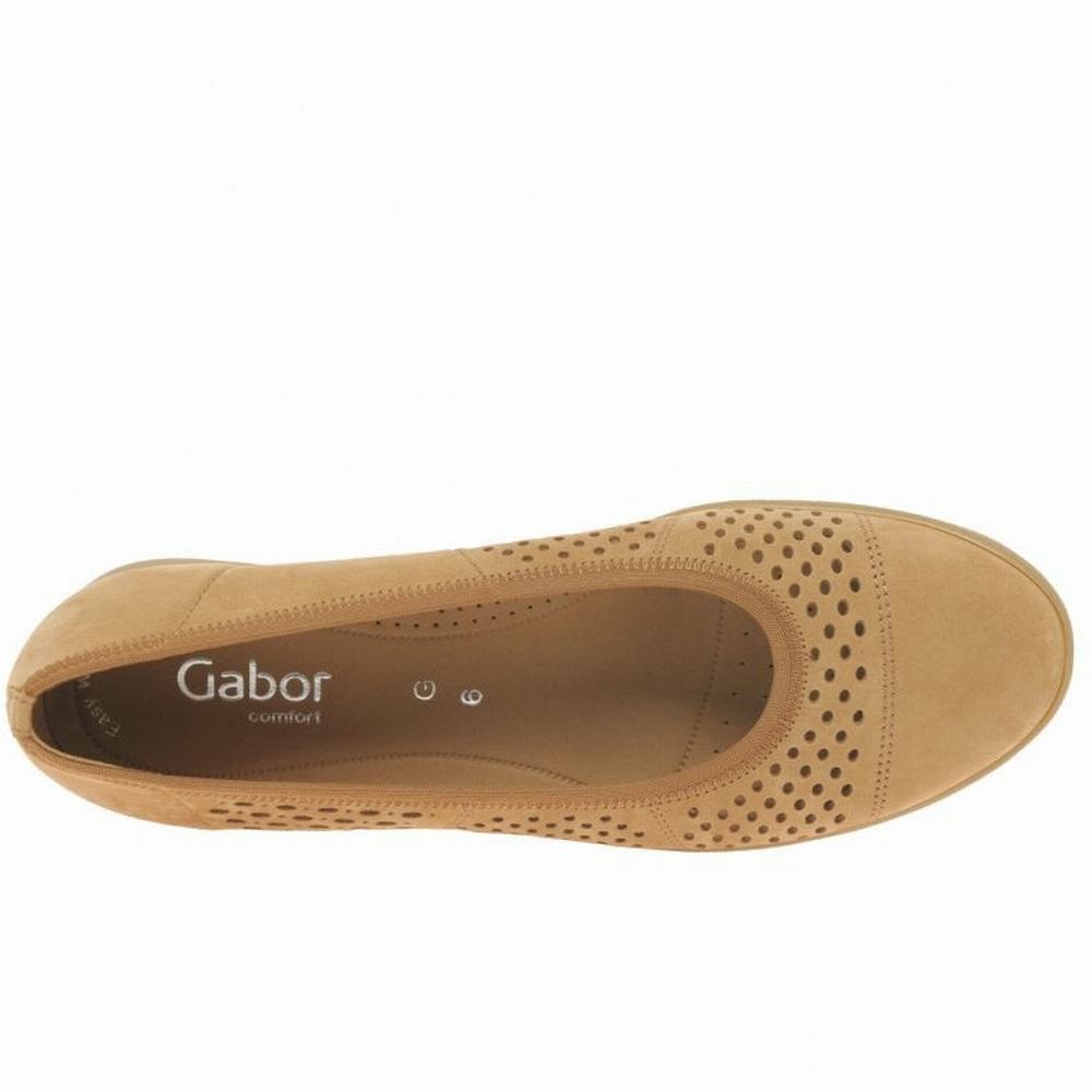 Gabor Pattie Punched Detail Balletsko Dame Khaki | DK0001965