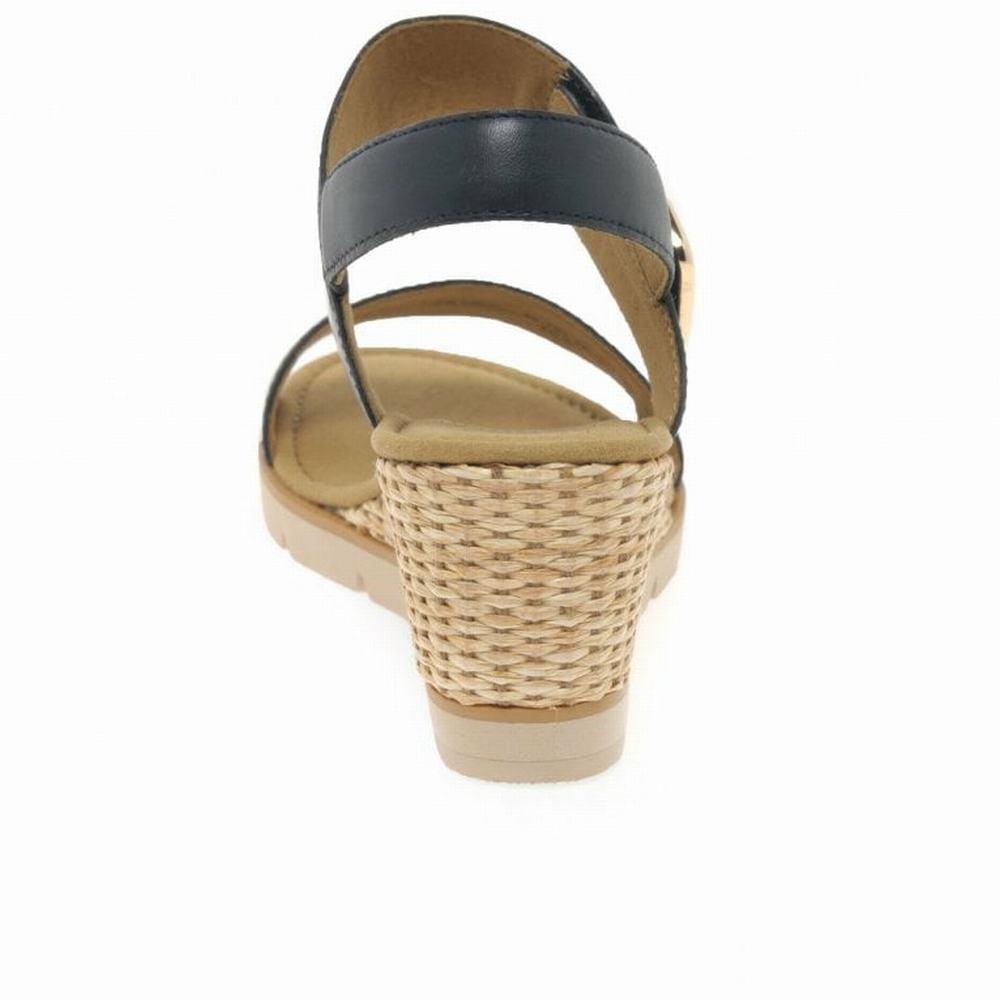 Gabor Porter Heel Sandals Kilehæl Sandaler Dame Sort | DK0002191