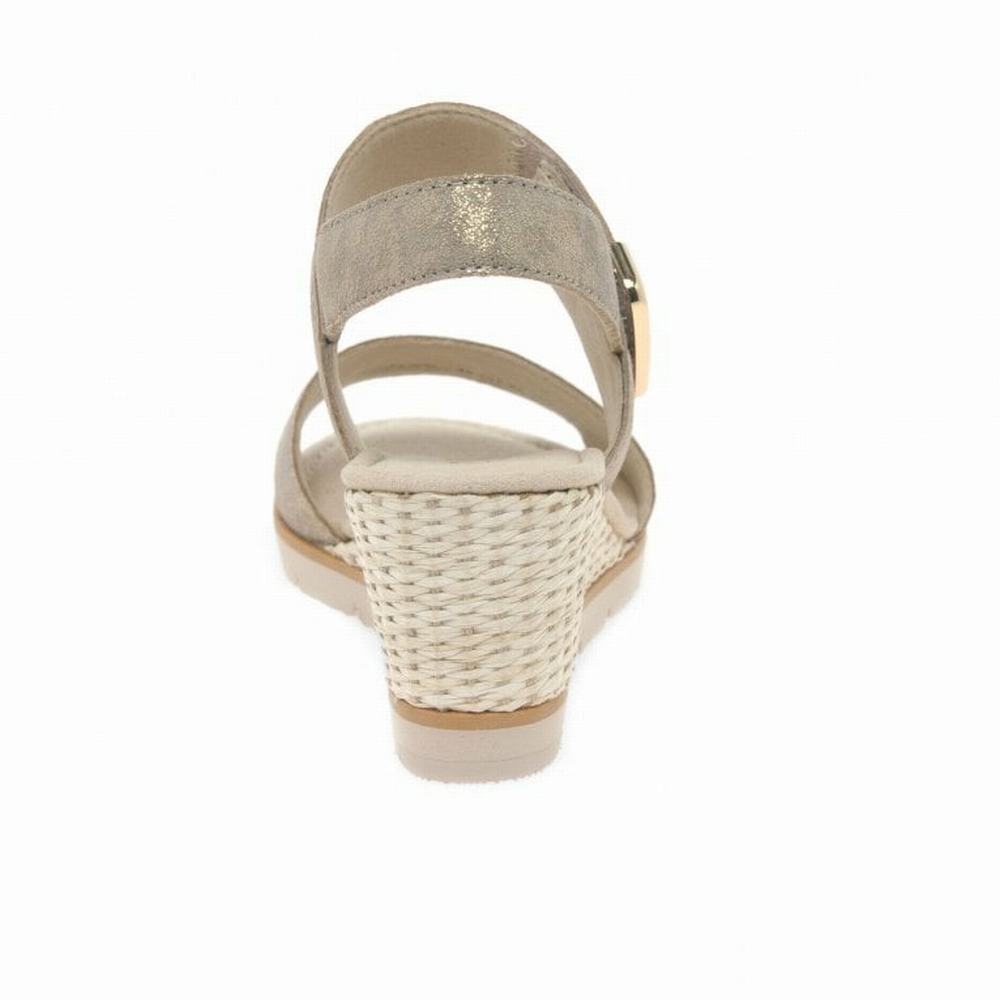 Gabor Porter Heel Sandals Kilehæl Sandaler Dame Metal | DK0002192