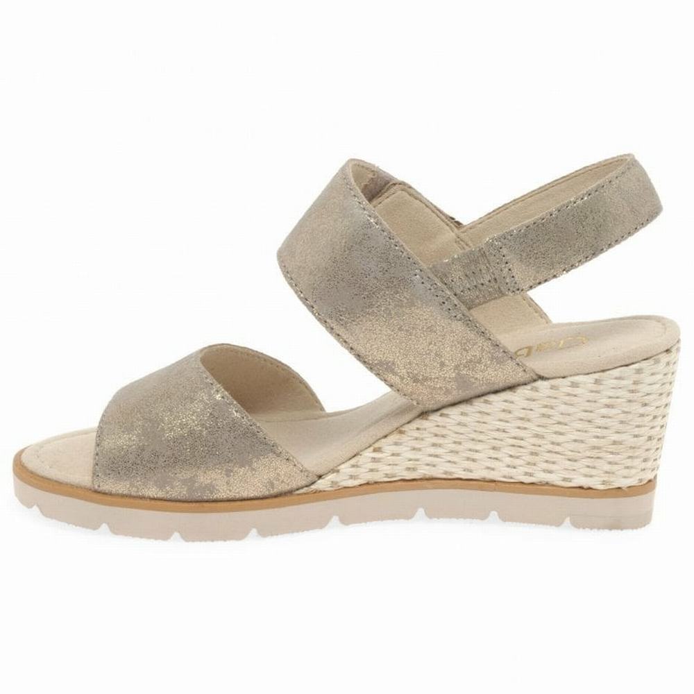 Gabor Porter Heel Sandals Kilehæl Sandaler Dame Metal | DK0002192