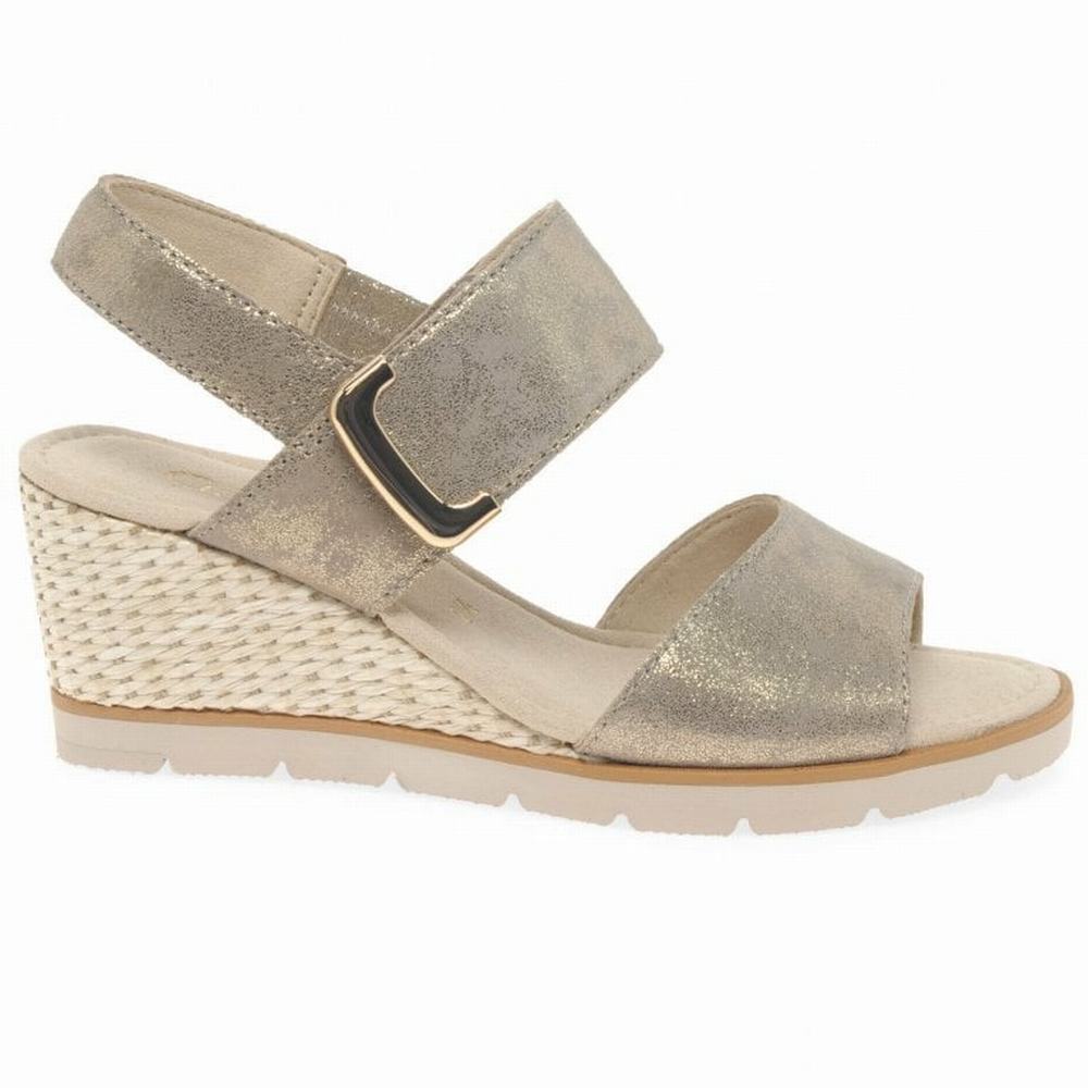 Gabor Porter Heel Sandals Kilehæl Sandaler Dame Metal | DK0002192