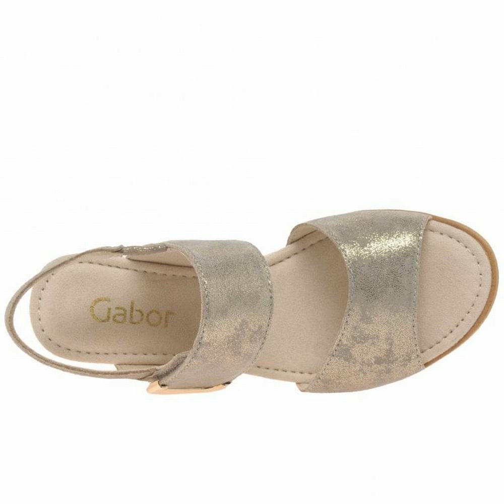 Gabor Porter Heel Sandals Kilehæl Sandaler Dame Metal | DK0002192