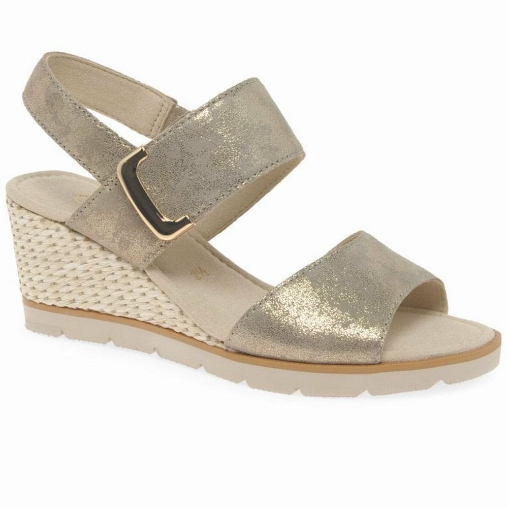 Gabor Porter Heel Sandals Kilehæl Sandaler Dame Metal | DK0002192