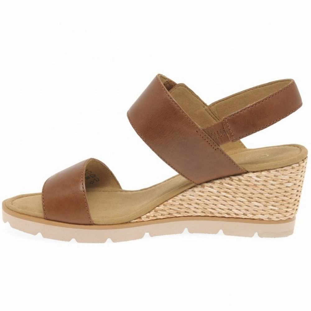 Gabor Porter Heel Sandals Kilehæl Sandaler Dame Brune | DK0002193