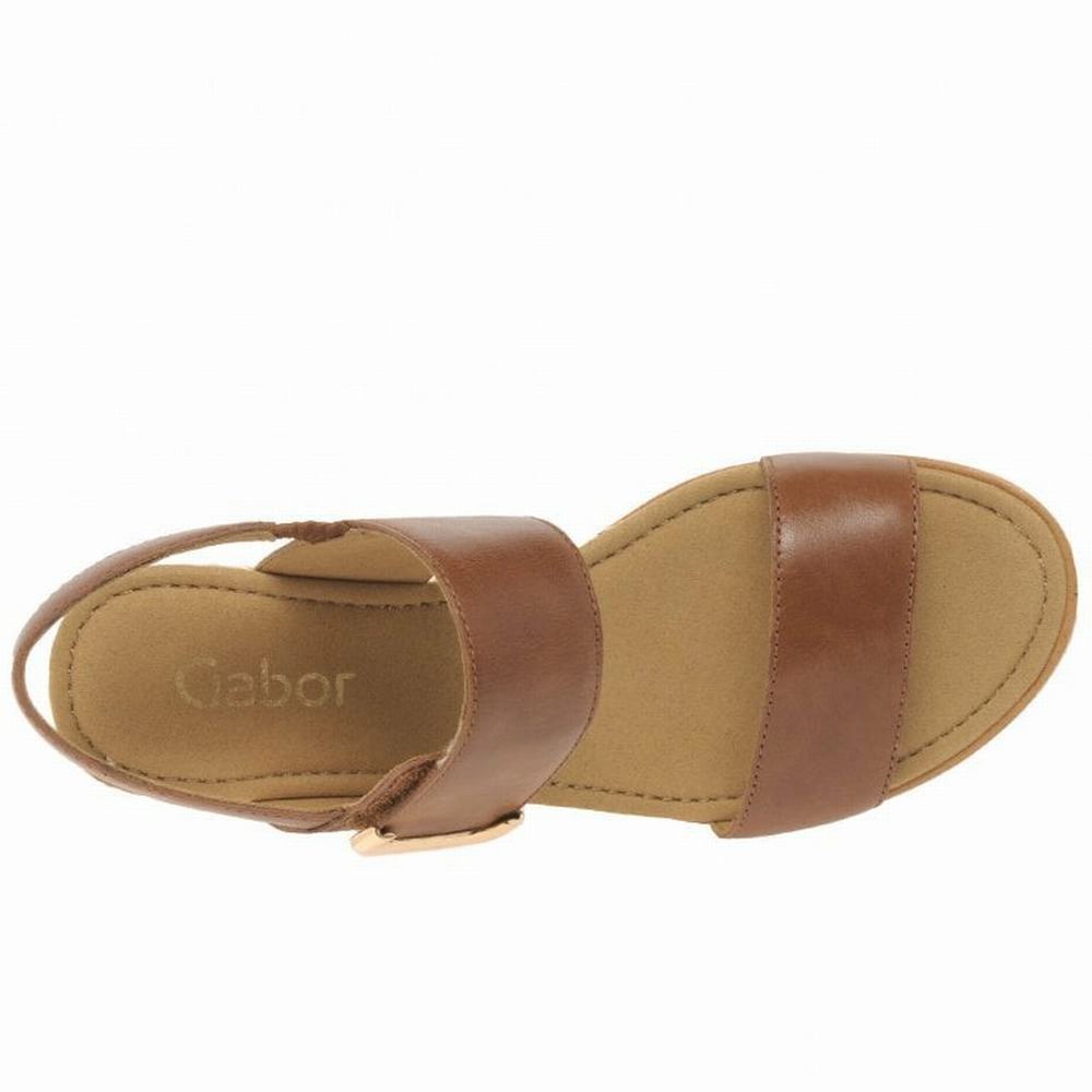 Gabor Porter Heel Sandals Kilehæl Sandaler Dame Brune | DK0002193