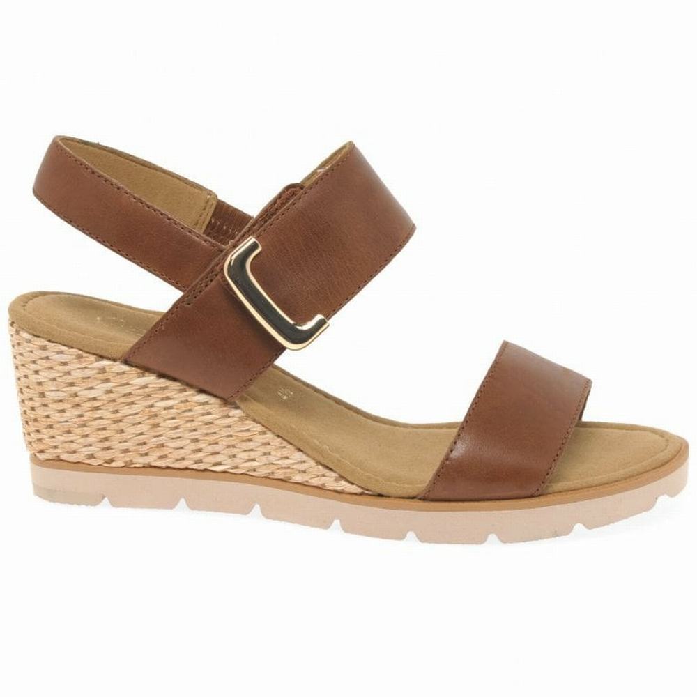 Gabor Porter Heel Sandals Kilehæl Sandaler Dame Brune | DK0002193