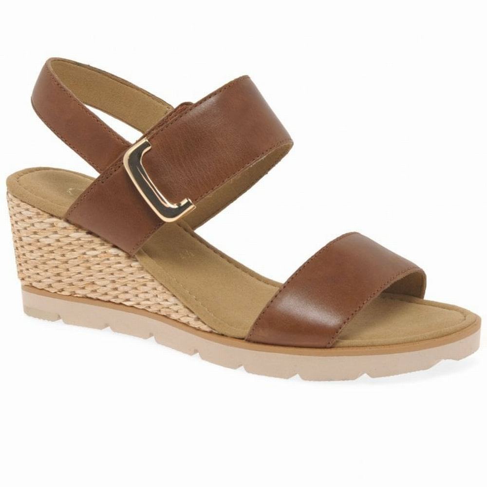 Gabor Porter Heel Sandals Kilehæl Sandaler Dame Brune | DK0002193