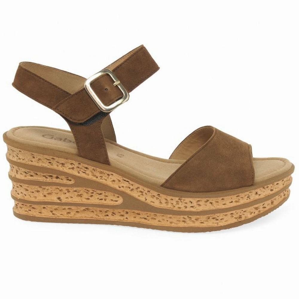 Gabor Twirl Heel Sandals Kilehæl Sandaler Dame Brune | DK0002190