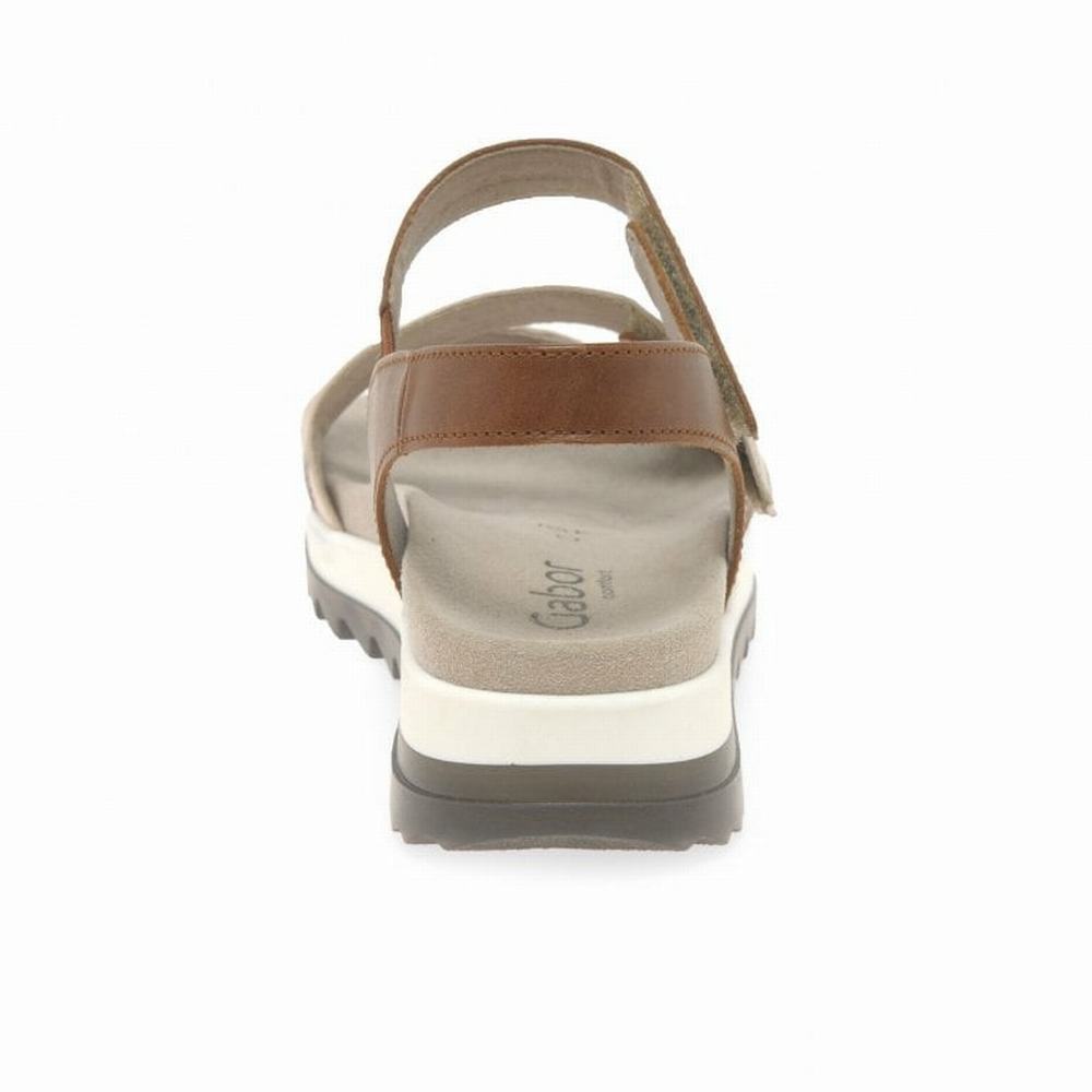 Gabor Verity Strappy Low Hæl Sandals Kilehæl Sandaler Dame Brune | DK0002182