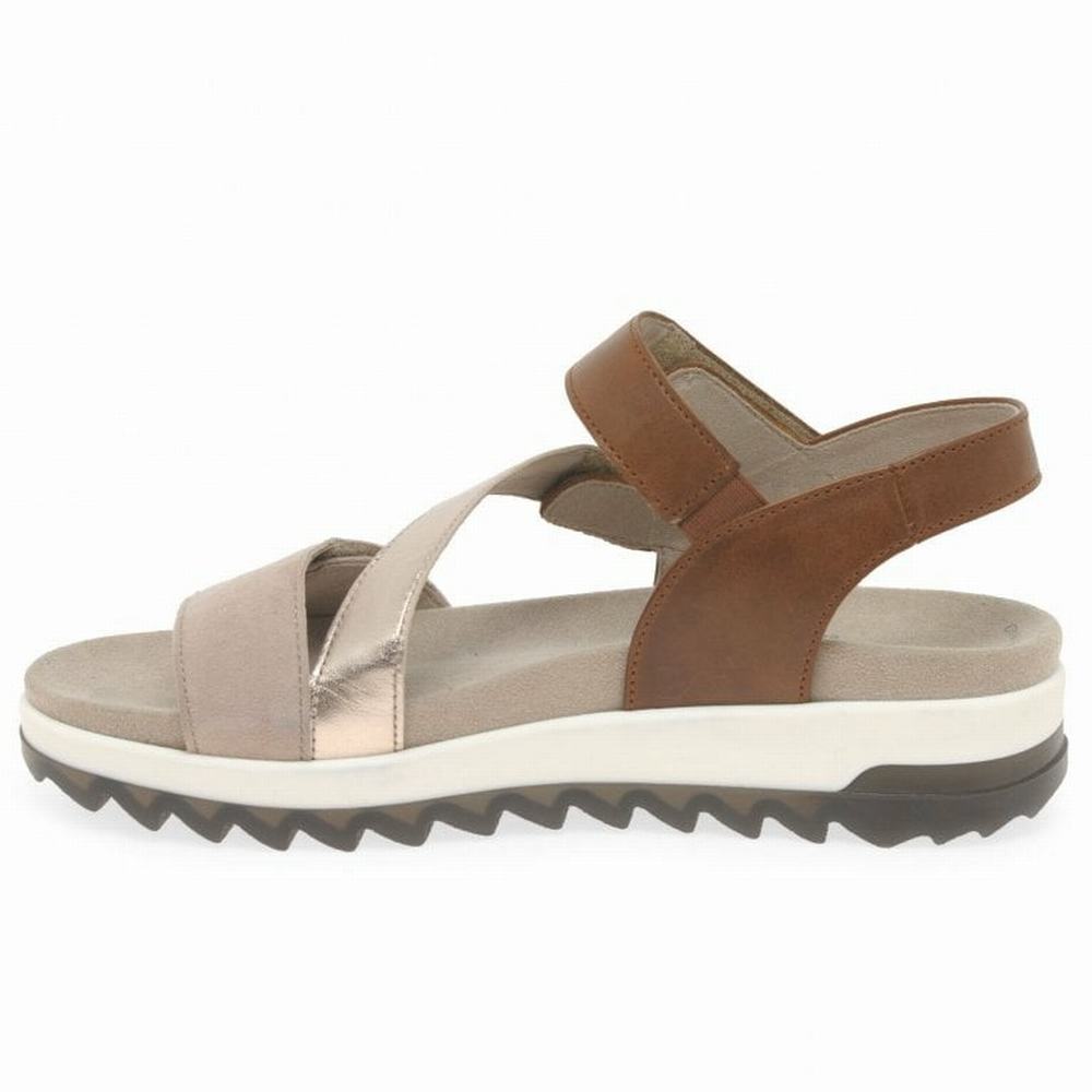 Gabor Verity Strappy Low Hæl Sandals Kilehæl Sandaler Dame Brune | DK0002182