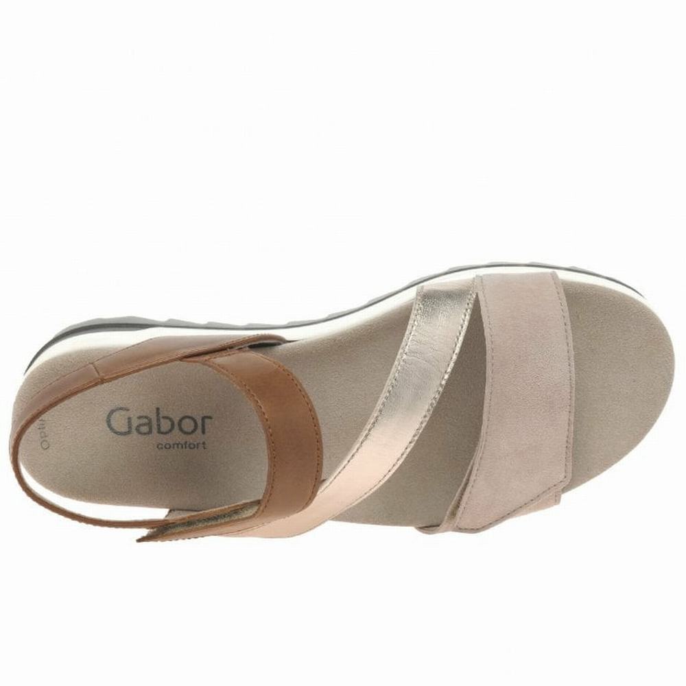 Gabor Verity Strappy Low Hæl Sandals Kilehæl Sandaler Dame Brune | DK0002182