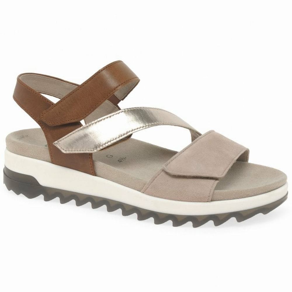 Gabor Verity Strappy Low Hæl Sandals Kilehæl Sandaler Dame Brune | DK0002182