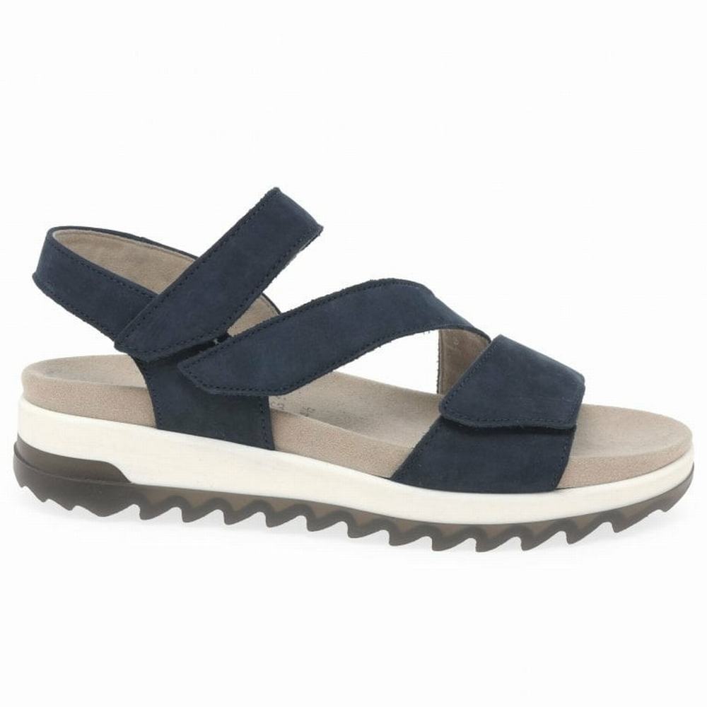 Gabor Verity Strappy Low Hæl Sandals Kilehæl Sandaler Dame Blå | DK0002183