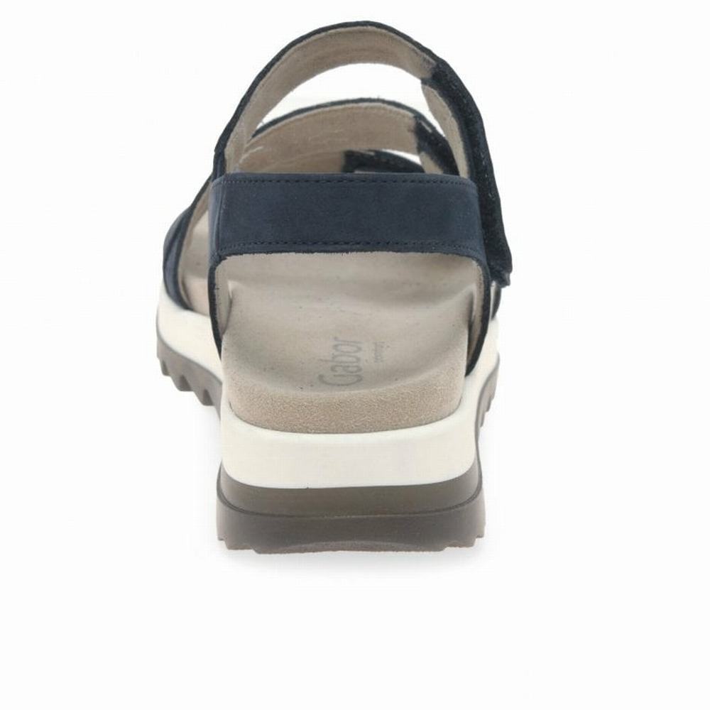 Gabor Verity Strappy Low Hæl Sandals Kilehæl Sandaler Dame Blå | DK0002183