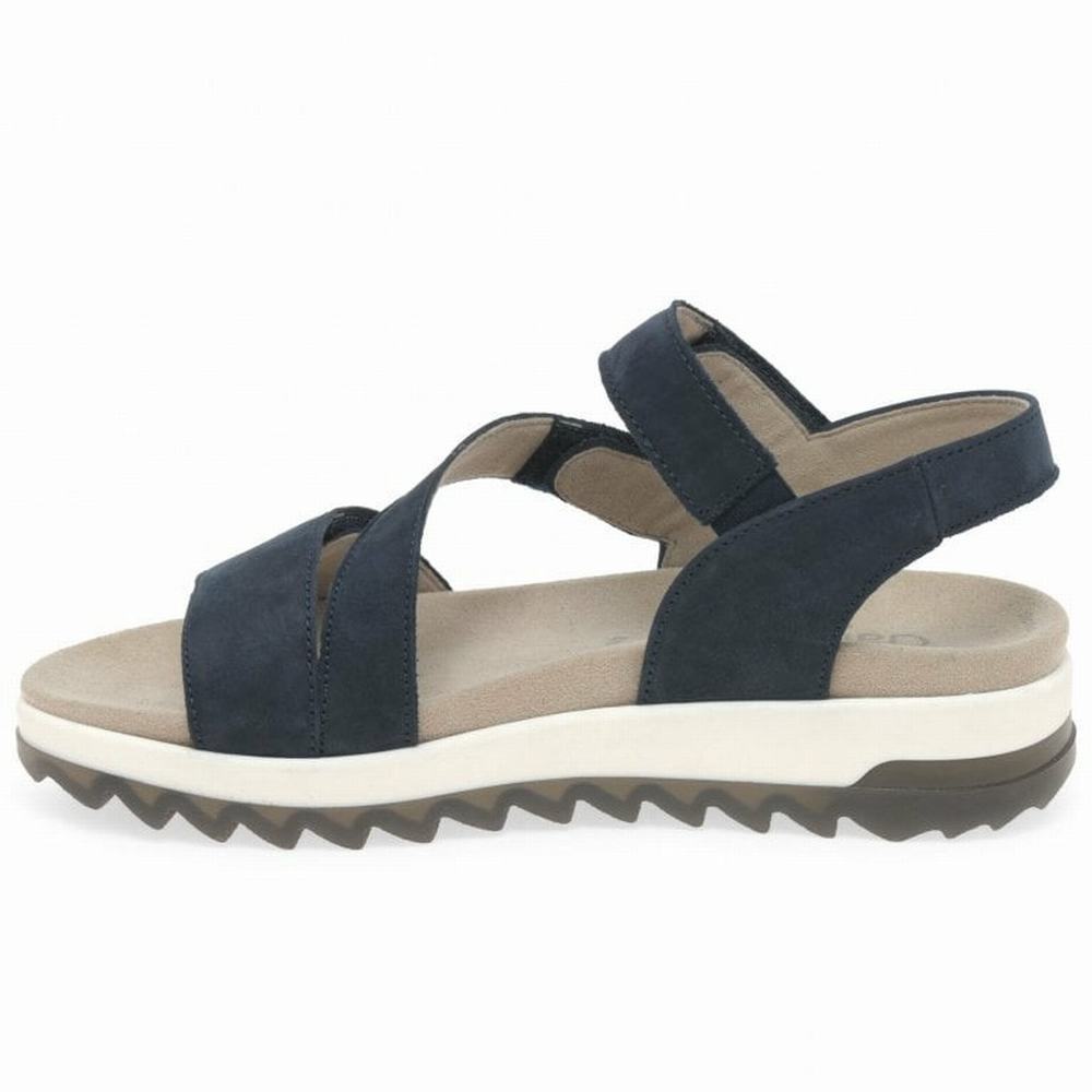 Gabor Verity Strappy Low Hæl Sandals Kilehæl Sandaler Dame Blå | DK0002183