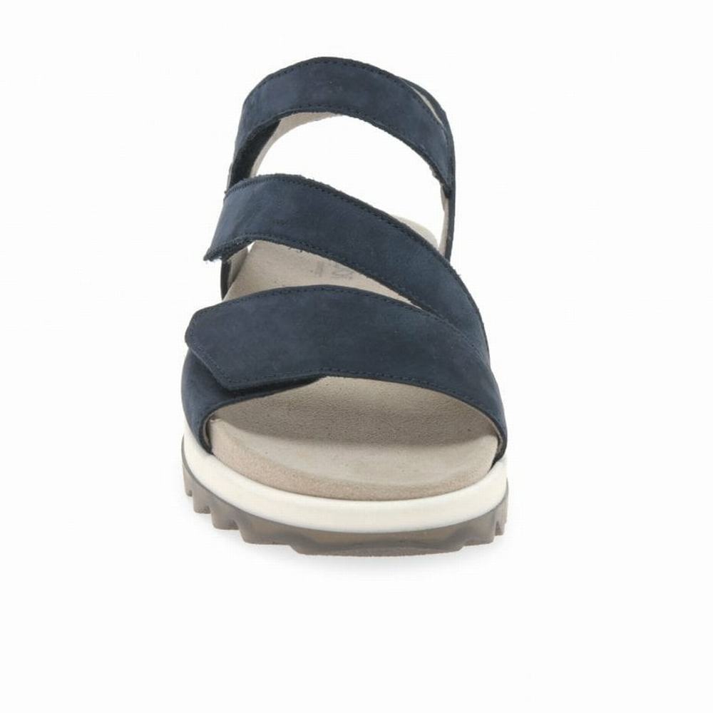 Gabor Verity Strappy Low Hæl Sandals Kilehæl Sandaler Dame Blå | DK0002183