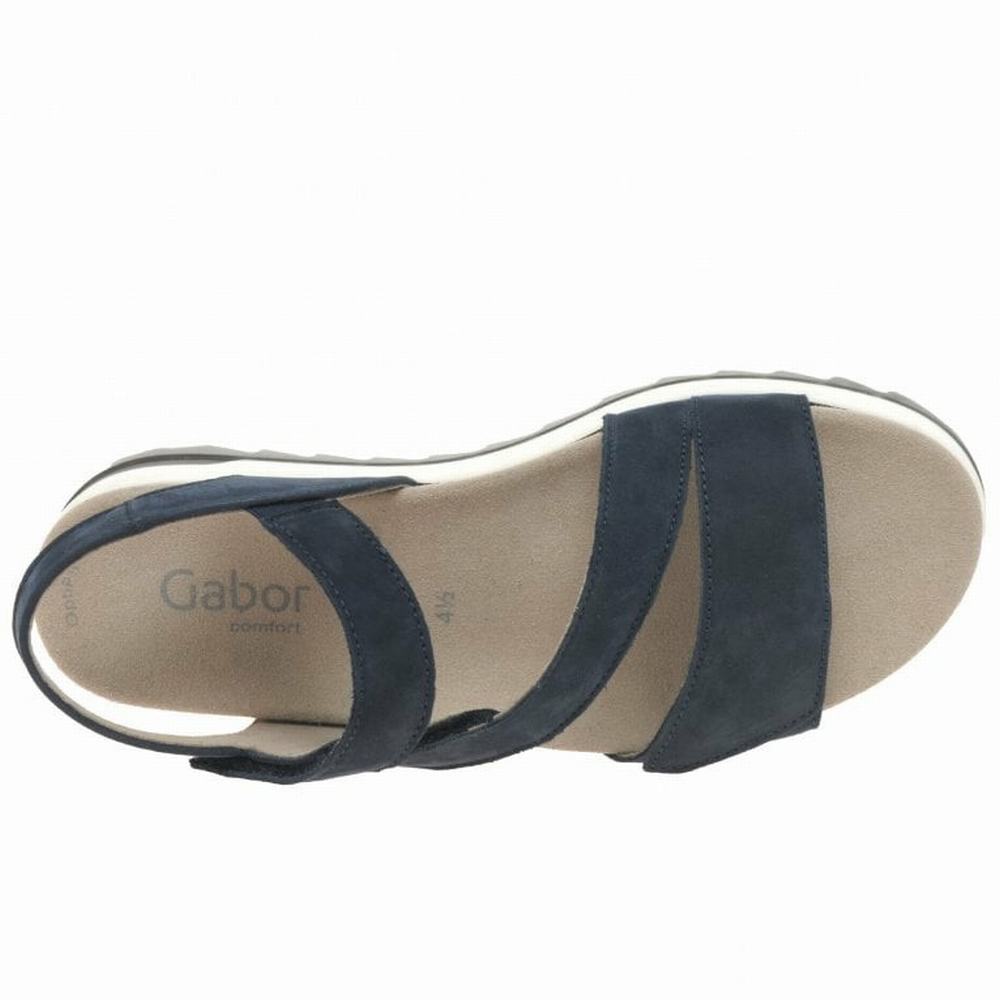 Gabor Verity Strappy Low Hæl Sandals Kilehæl Sandaler Dame Blå | DK0002183