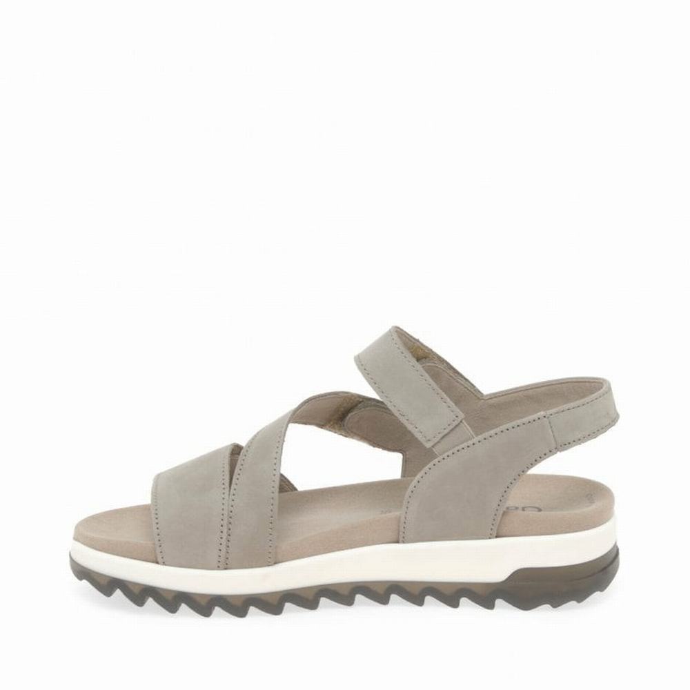 Gabor Verity Strappy Low Hæl Sandals Kilehæl Sandaler Dame Beige | DK0002184