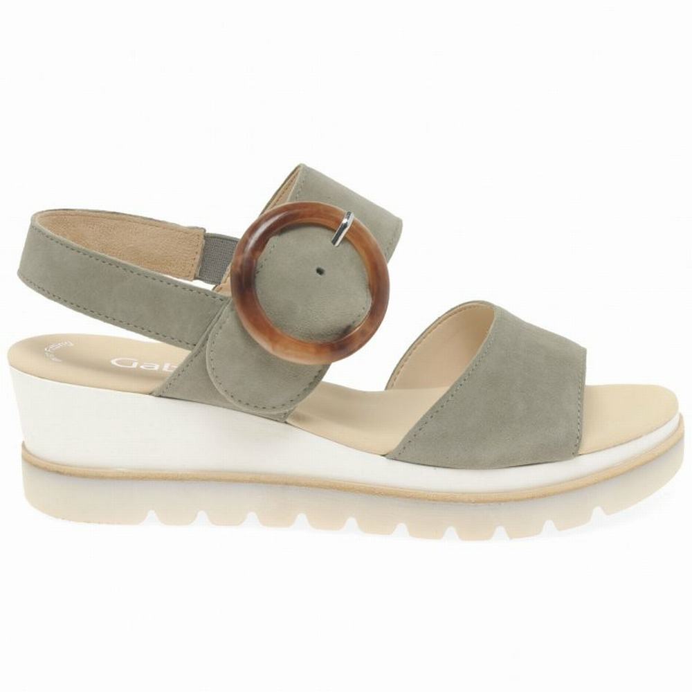 Gabor Yeo Heel Sandals Kilehæl Sandaler Dame Olivengrøn | DK0002179