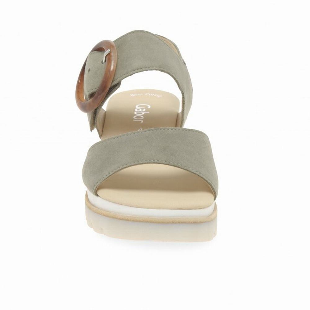 Gabor Yeo Heel Sandals Kilehæl Sandaler Dame Olivengrøn | DK0002179