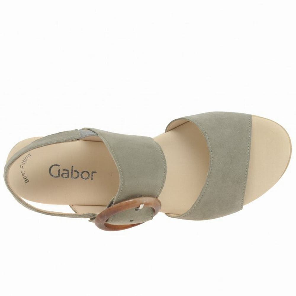 Gabor Yeo Heel Sandals Kilehæl Sandaler Dame Olivengrøn | DK0002179