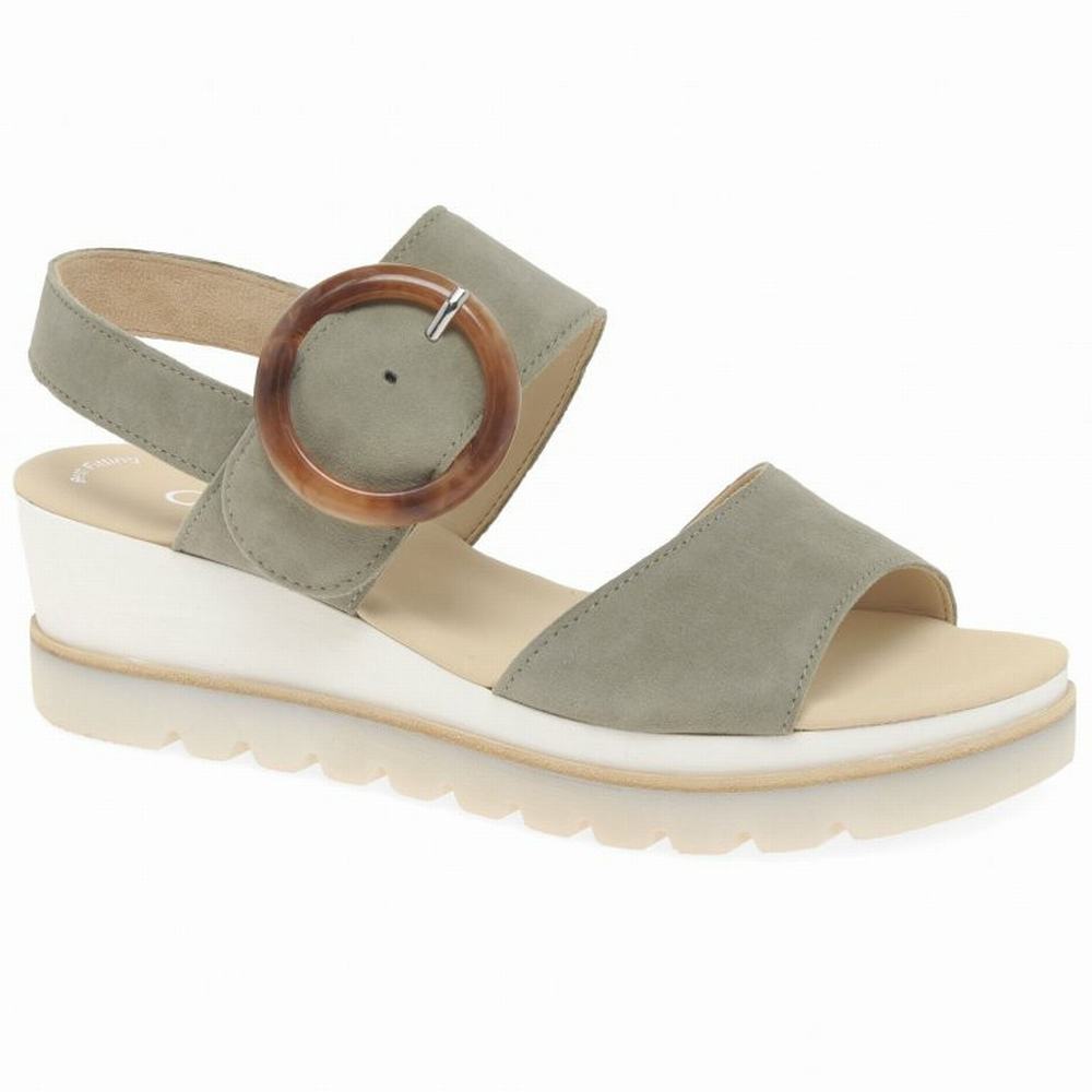 Gabor Yeo Heel Sandals Kilehæl Sandaler Dame Olivengrøn | DK0002179