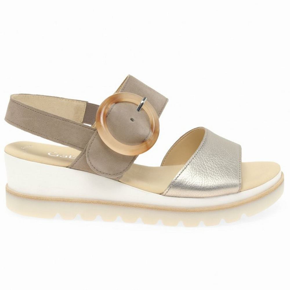 Gabor Yeo Heel Sandals Kilehæl Sandaler Dame Metal | DK0002180