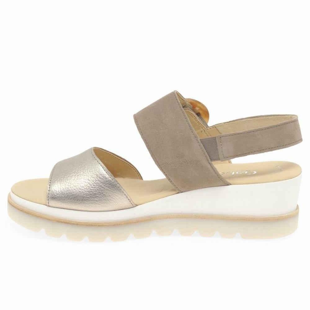 Gabor Yeo Heel Sandals Kilehæl Sandaler Dame Metal | DK0002180