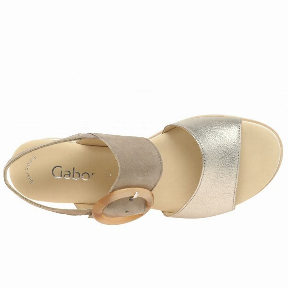 Gabor Yeo Heel Sandals Kilehæl Sandaler Dame Metal | DK0002180