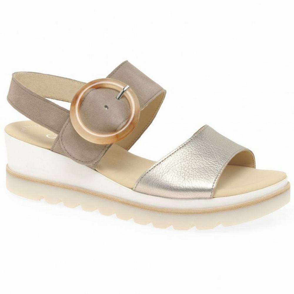 Gabor Yeo Heel Sandals Kilehæl Sandaler Dame Metal | DK0002180